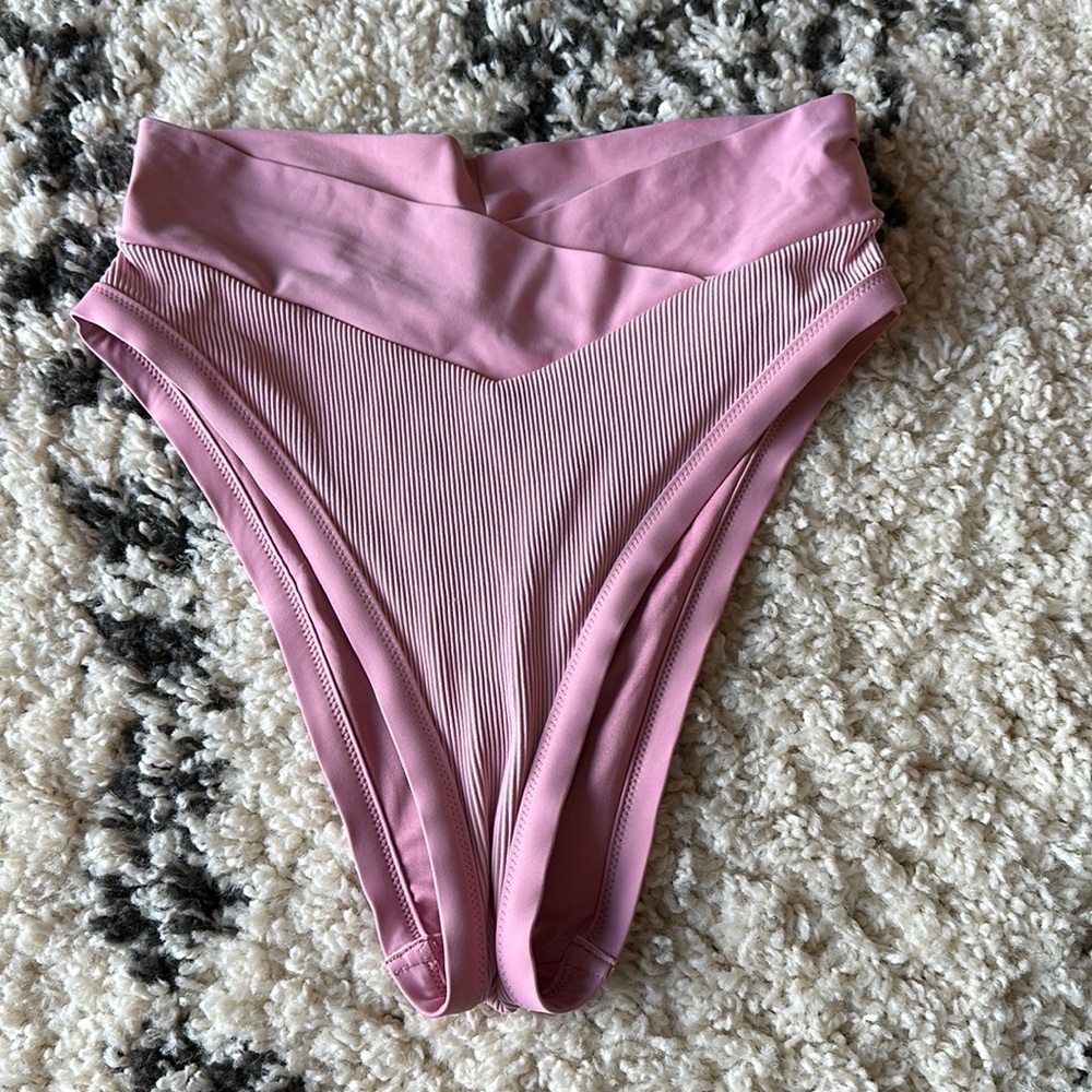 Aerie High cut ribbed crossover bikini bottoms